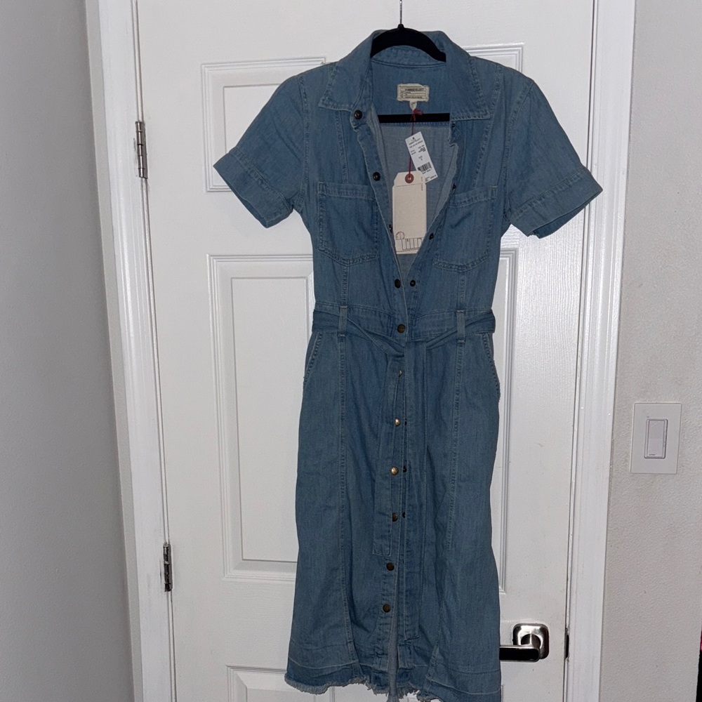 Current/Elliott Blue Denim Midi Dress